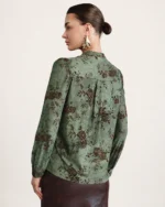 Camisa Devorê Acetinada Verde Floresta Vista Posterior