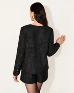 Jaqueta Tricot Estruturada Preto e Dourado Vista Posterior