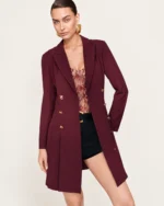 Vestido Blazer Alfaiataria Bordô Imperial Plano Americano Aberto em Estúdio