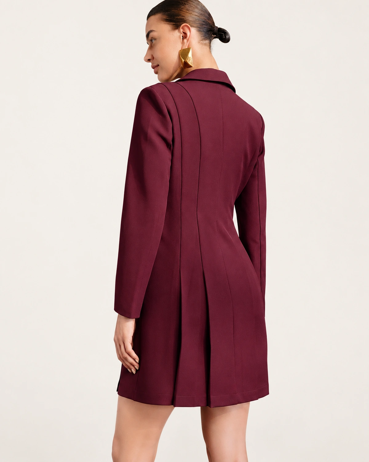 Vestido Blazer Alfaiataria Bordô Imperial Vista Posterior