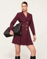 Vestido Blazer Alfaiataria Bordô Imperial Editorial em Estúdio