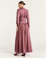 Vestido Midi Evasê Vinho Marsala Vista Posterior