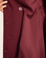 Vestido Blazer Alfaiataria Bordô Imperial Detalhe do Forro Acetinado e Acabamento Interno em Estúdio Mineral