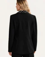 Blazer alfaiataria em crepe com pedrarias na cor noir, foto 06