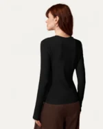 Blusa Canelada Ajustada Genebra na cor Noir foto 02