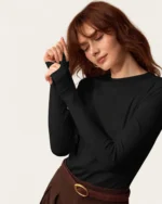 Blusa Canelada Ajustada Genebra na cor Noir foto 03