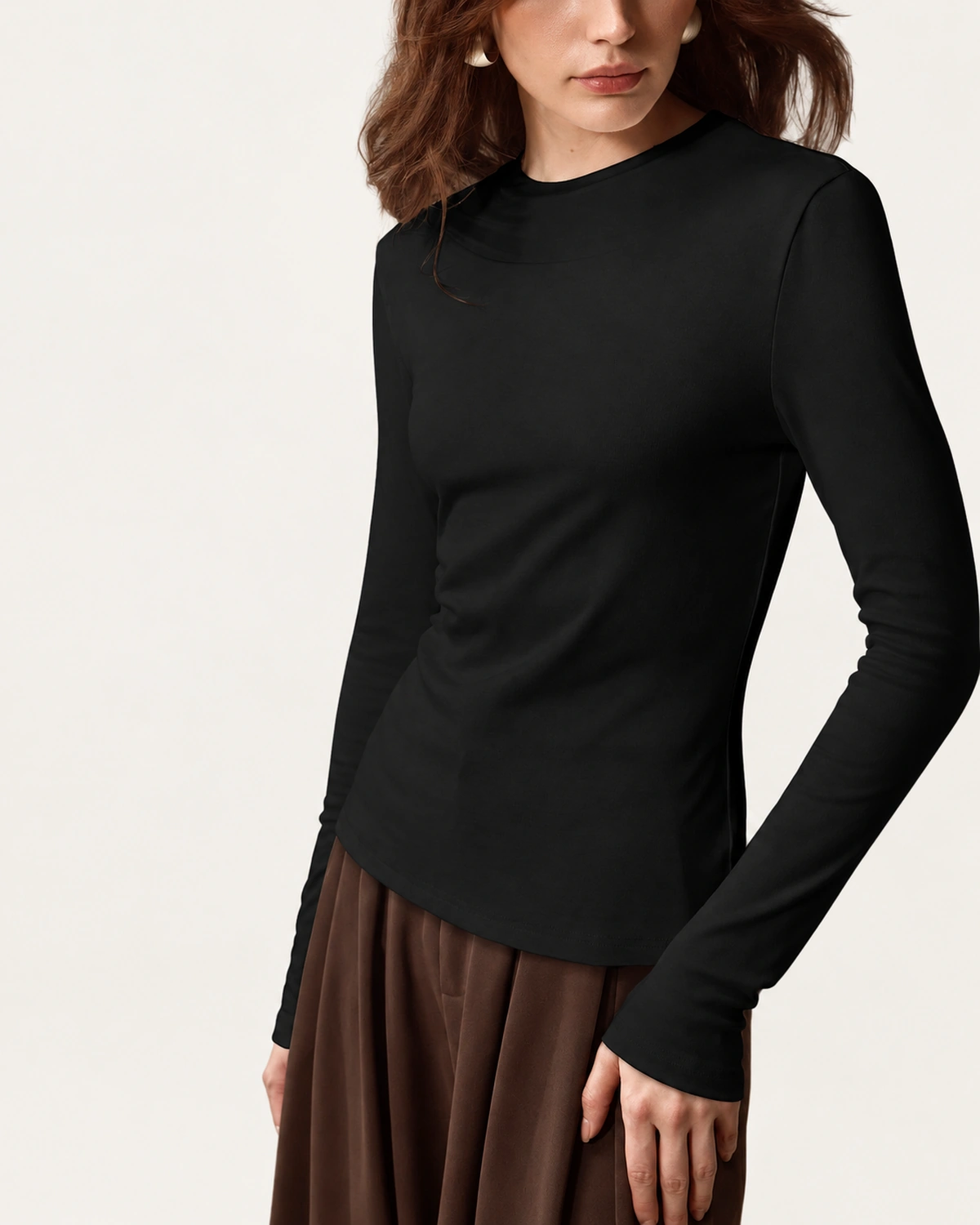 Blusa Canelada Ajustada Genebra na cor Noir foto 05