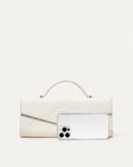 Bolsa Envelope Trançada com Fecho Metálico na cor Bege foto 02