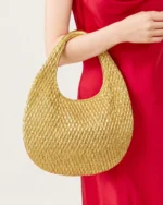 Bolsa Meia-Lua Crescent Tressê com Alça Metálica na cor Rose Gold foto 03