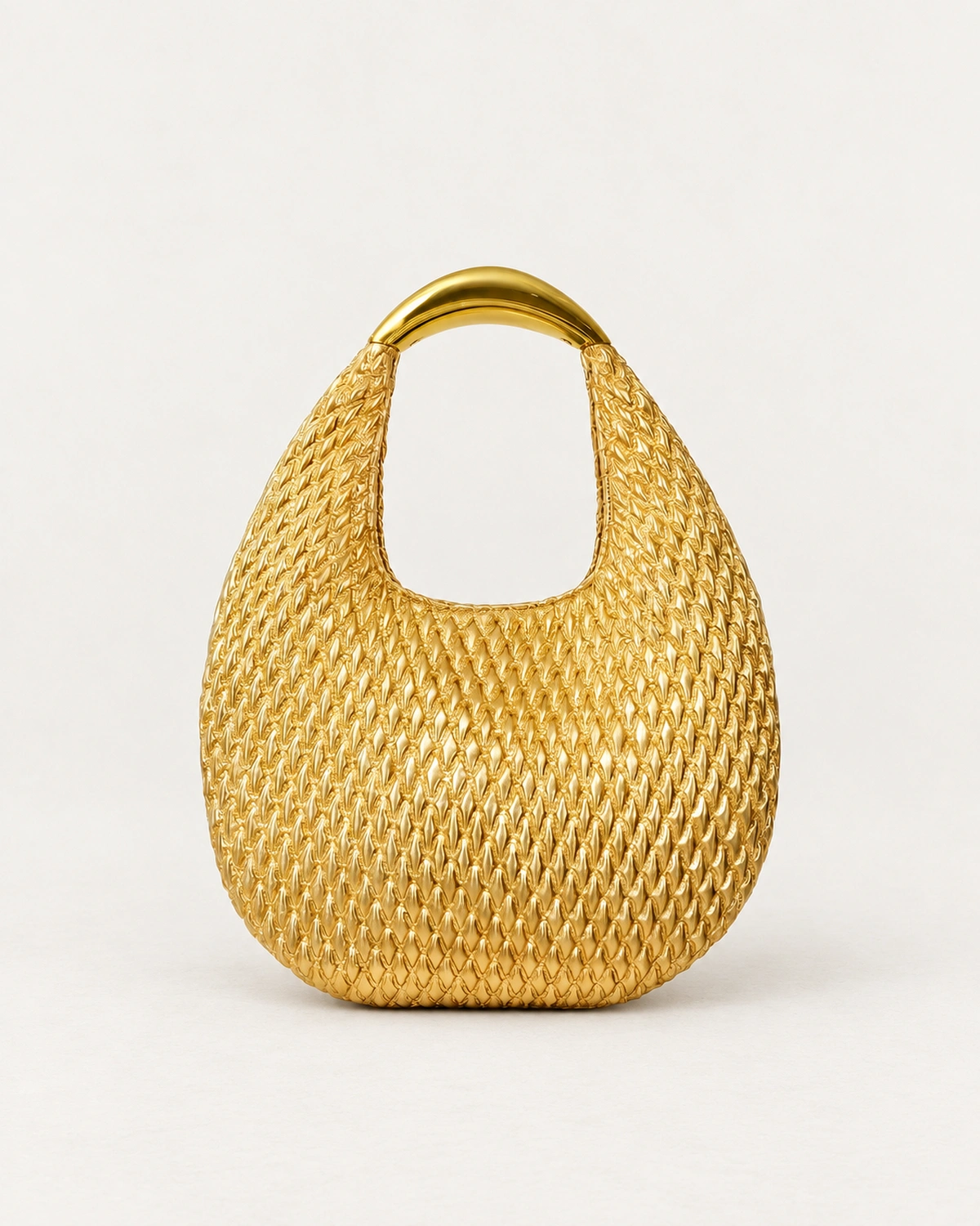 Bolsa Meia-Lua Crescent Tressê com Alça Metálica na cor Rose Gold foto 05