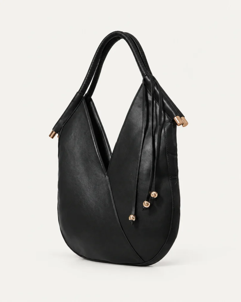 Bolsa de Ombro com Alça Estruturada e Esferas Metálicas na cor Noir — Vista 02