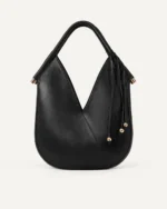 Bolsa de Ombro com Alça Estruturada e Esferas Metálicas na cor Noir — Vista 03