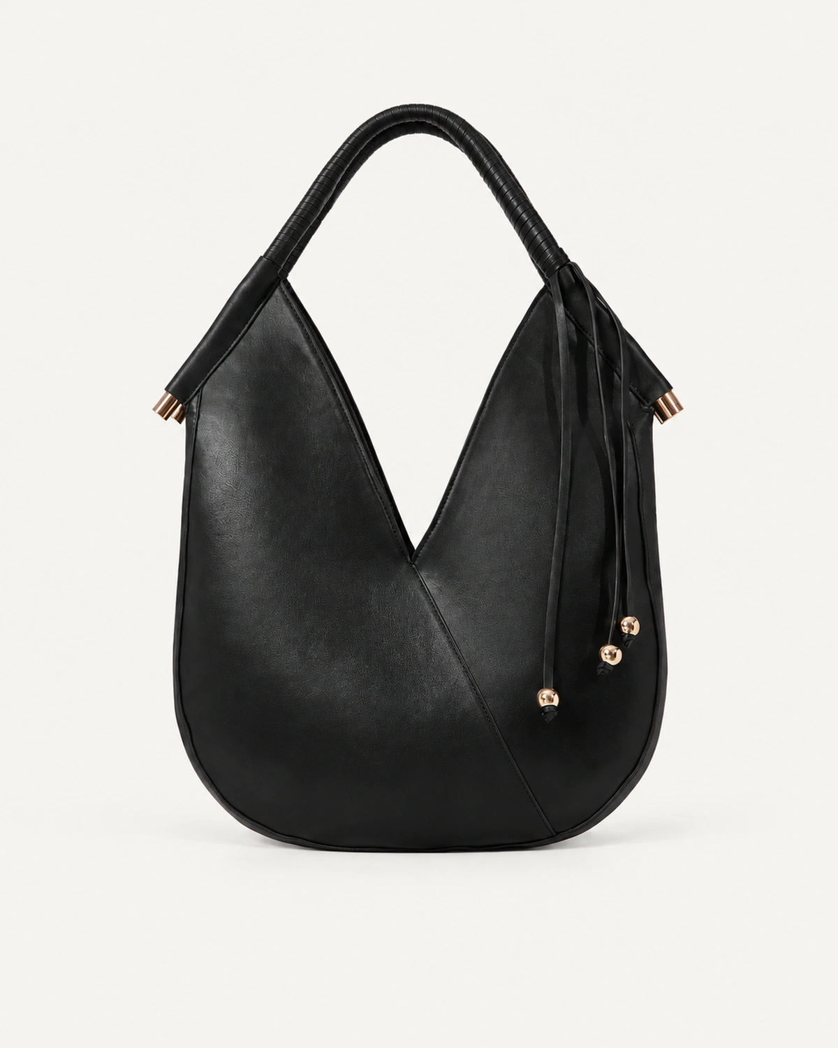 Bolsa de Ombro com Alça Estruturada e Esferas Metálicas na cor Noir — Vista 03
