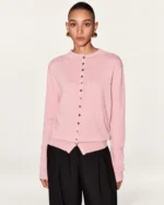 Cardigan em Lã e Caxemira com Microbotões na cor Rosa Blush foto 03
