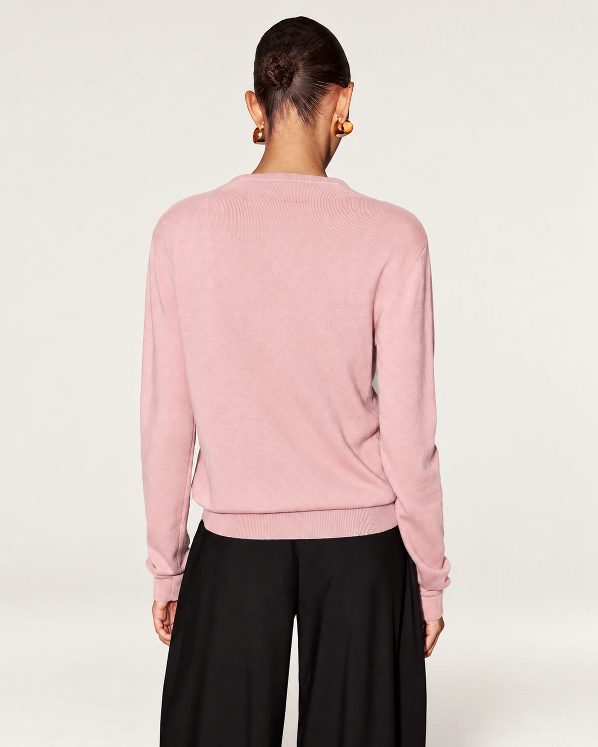 Cardigan em Lã e Caxemira com Microbotões na cor Rosa Blush foto 08