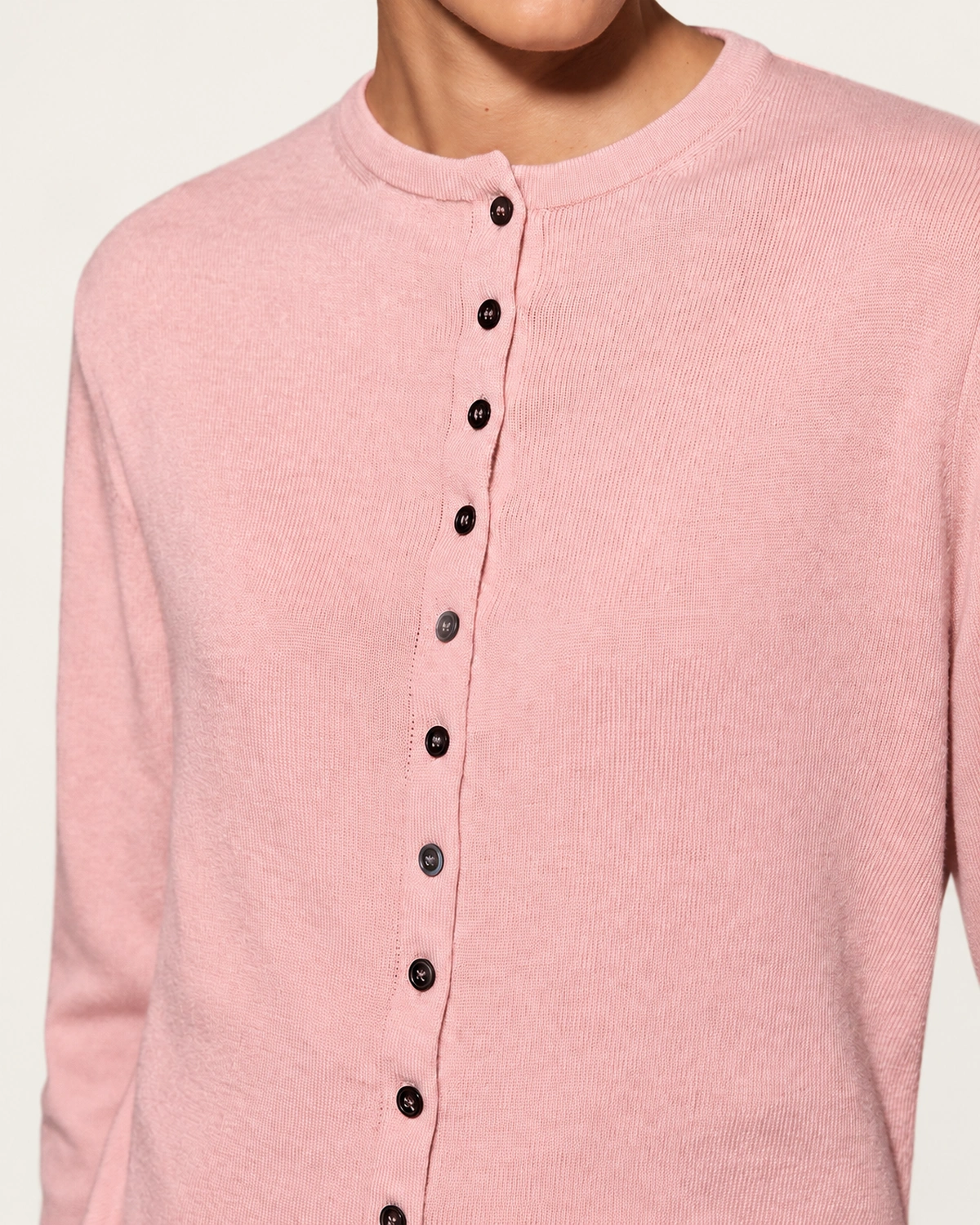 Cardigan em Lã e Caxemira com Microbotões na cor Rosa Blush foto 09