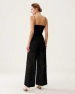 Macacão pantalona floral noir com alças finas, foto 2