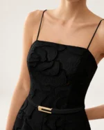 Macacão pantalona floral noir com alças finas, foto 3
