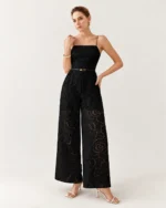 Macacão pantalona floral noir com alças finas, foto 5