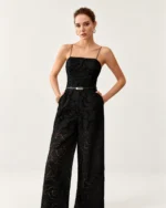 Macacão pantalona floral noir com alças finas, foto 6