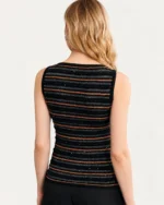 Regata ajustada em tricot canelado com fios metálicos na cor noir, foto 07